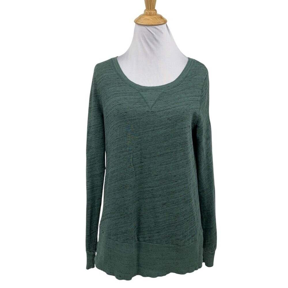 Splendid Top Womens Medium Basil Space Dyed Heather Active Long Sleeve Pullover
